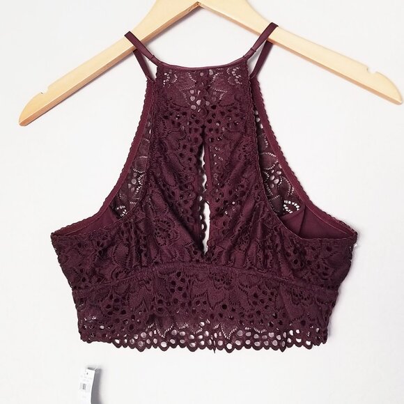 NEW Aerie High Neck Lace Bralette M Keyhole Stretch Comfort Lounge Sexy Romantic - Picture 5 of 16